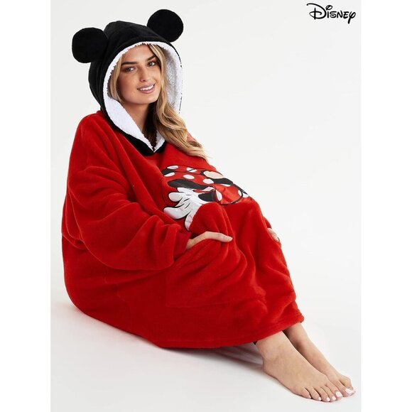 Women's Red Hoodies, Oversized Blanket Hoodie, Minnie and Mickey Gifts - Picture 4 of 7